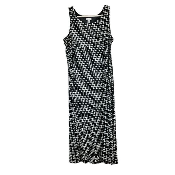 Chico’s Women’s Black And White Chevron Print Maxi Dress, Size 12, EUC - Picture 1 of 6
